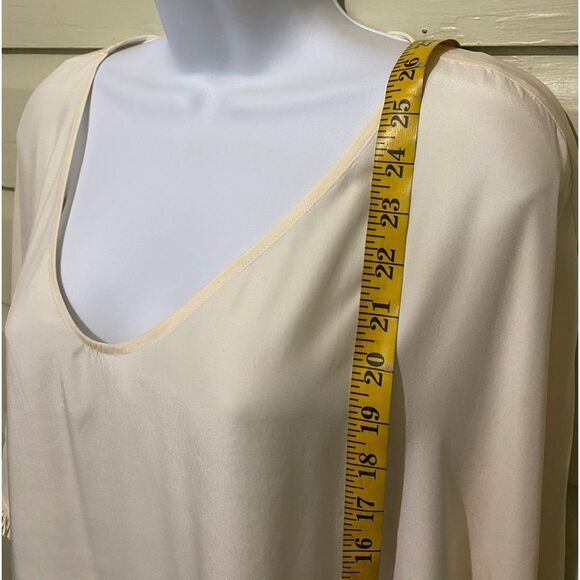 Marie Oliver Hudson Silk Champagne Fringe Poncho Top SZ Medium Western Quiet Lux - Picture 10 of 13